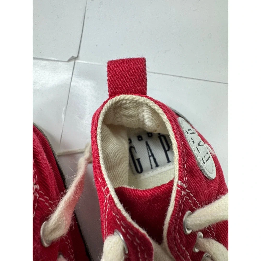 Baby Gap Red Canvas High Top Sneakers Soft Sole Crib Shoes Infants Size 0-6M
